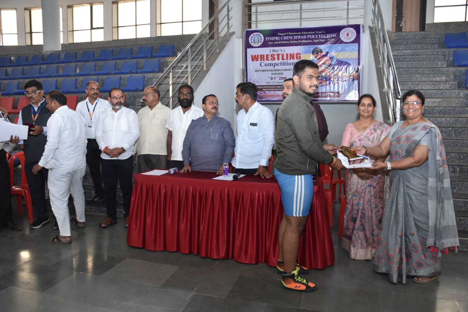 TYCO student Karan Thombare securing Winner  prize in 105 KG Wrestling at Zonal match of IEDSSA  at Bhosari,Pune